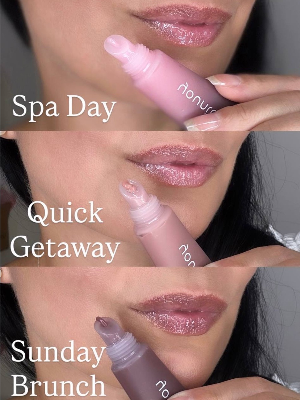 Younique Lip Gloss Trio — Spa Day, Quick Getaway, Sunday Brunch (Pink Tones)